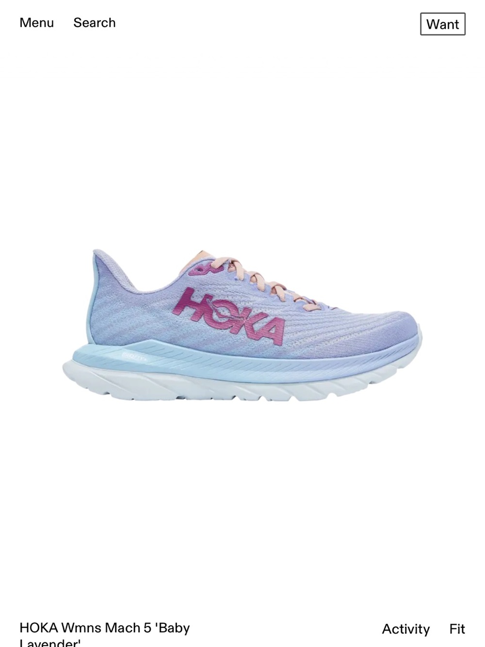Hoka Mach 5 running shoes Baby Lavender Summer Womens PROFLY+ midsole Sz 10 - Picture 2 of 12